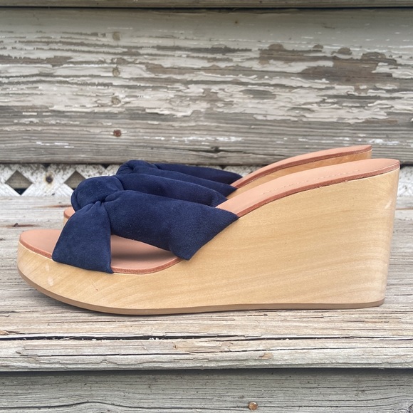 NWOT Loeffler Randall Taylor Wedge Mule Sandal Navy Suede Women's Size 8.5 - 9 - Picture 6 of 15
